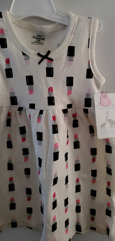 Lipstick print little girl dress 2 piece